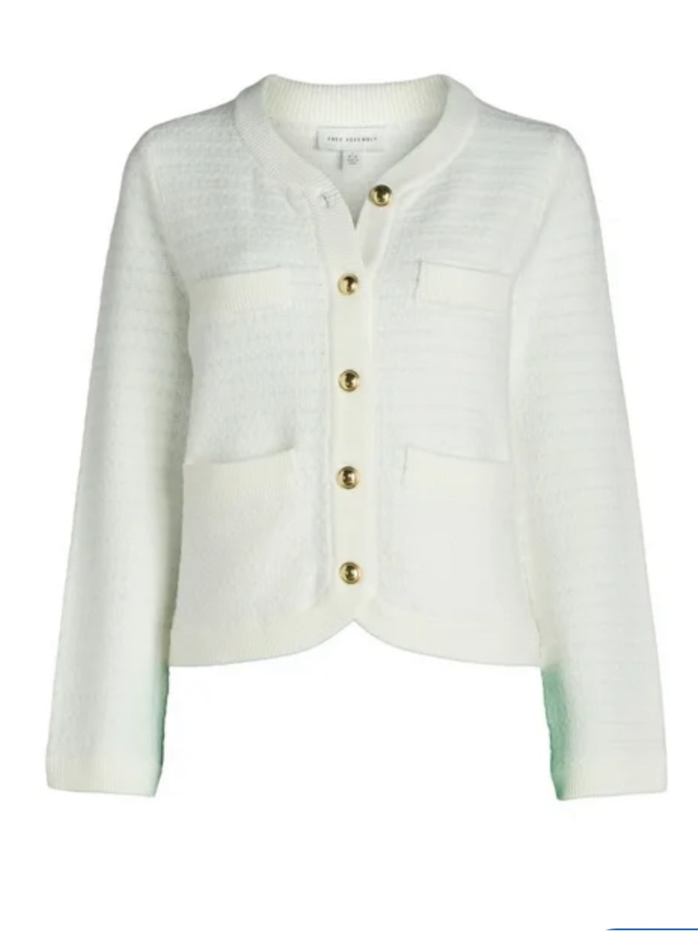 Free Assembly Classic Cream Button-Front Cardigan Sweater
